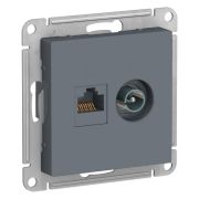 Розетка компьютерная + телевизионная 2-м СП AtlasDesign RJ45 кат.5E + TV механизм грифель SE ATN000789