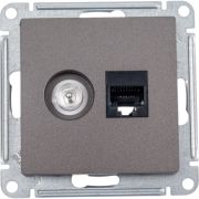Розетка компьютерная + телевизионная 2-м СП AtlasDesign RJ45 кат.5E + TV механизм мокко SE ATN000689