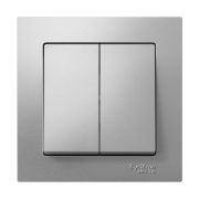 Выключатель 2-кл. СП AtlasDesign 10А IP20 (сх. 5) 10AX в сборе алюм. SE ATN000352