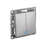 Выключатель 2-кл. СП AtlasDesign 10А IP20 (сх. 5а) 10AX с подсветкой механизм алюм. SE ATN000353