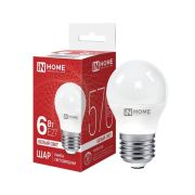 Лампа светодиодная LED-ШАР-VC 6Вт шар 4000К нейтр. бел. E27 570лм 230В IN HOME 4690612020532