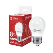 Лампа светодиодная LED-ШАР-VC 8Вт шар 4000К нейтр. бел. E27 760лм 230В IN HOME 4690612020570