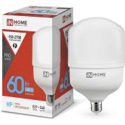 Лампа светодиодная высокомощная LED-HP-PRO 60Вт цилиндр 6500К холод. бел. E27 5700лм 230В с адаптером E40 IN HOME 4690612031132