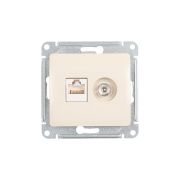 Розетка компьютерная + телевизионная 2-м Glossa RJ45 кат.5E + TV механизм беж. SE GSL000289