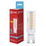Лампа светодиодная LED-JCD 9Вт капсульная прозрачная 6500К холод. бел. G9 860лм 230В IN HOME 4690612036403