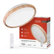 Светильник светодиодный COMFORT WOOD 75Вт 3000-6500К 6000лм 230В 490х90мм с пультом ДУ IN HOME 4690612035758