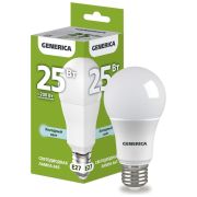 Лампа светодиодная A65 25Вт грушевидная 6500К E27 230В GENERICA LL-A65-25-230-65-E27-G