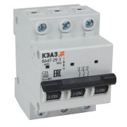 Выключатель автоматический модульный 3п C 25А 4.5кА ВА47-29-3C25-УХЛ3 КЭАЗ 318289