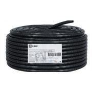 Труба гофрированная ПВХ d20мм с протяжкой черн. (уп.100м) Plast EKF tg-z-20-100-black