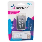 Аккумулятор крона Li-ion 9В 650мАч (блист.1шт) КОСМОС KOCLi9V650mAh1BL