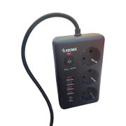 Удлинитель с сетевым фильтром 3х1.5м 10А 4USB + 2USBC 2500Вт ПВС 3х1 прямоуг. черн. КОСМОС FKsm1.5m-3gPF(B)USB