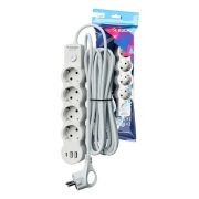 Удлинитель 4х5м с заземл. 10А IP20 USB type-Aх2 + type-C 2500Вт 220В ПВС 3х1 с выкл. бел. КОСМОС YKsm5m4g-Z-VU10А-W