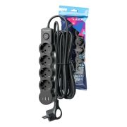 Удлинитель 4х1.5м с заземл. 10А IP20 2хUSB-А + 1хUSB-C 2500Вт 220В ПВС 3х1 с выкл. черн. КОСМОС YKsm1.5m4g-Z-VU10А-B