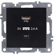 Розетка LAVIN/KAREN USB + TYPE-C механизм черн. ARVIA 50 07 2000 304