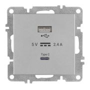 Розетка LAVIN/KAREN USB + TYPE-C механизм сер. ARVIA 50 03 2000 304