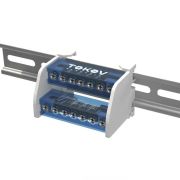 Шина на DIN-рейку в корпусе (кросс-модуль) 2 группы по 7 отверстий 100А TOKOV ELECTRIC TKE-DBTB-100-2-7/L+PEN