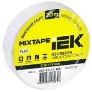 Изолента ПВХ 0.18х19мм бел. (рул.20м) IEK UIZ-20-10-K01