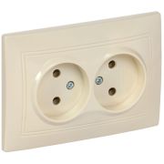 Розетка 2-м СП Кварта 10А IP20 без заземл. без защ. шторок крем. GENERICA ERK23-K33-10-DM
