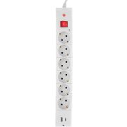 Удлинитель с сетевым фильтром 6х1.8м с заземл. 10А IP20 BU-SP1.8_USB_2A-W 2.2кВт CCA бел. BURO 992309