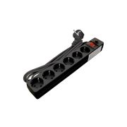 Удлинитель с сетевым фильтром 6х3м с заземл. 10А IP20 ПВС 3х0.75 защ. шторки черн. UNIVersal 967U-4003