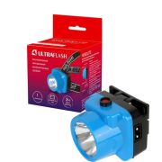 Фонарь аккумуляторный налобный LED5374 LED 1 режим 220В пластик. голуб. (бокс) Ultraflash 12427